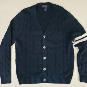 Vintage Brooks Brothers Cable Knit Pima Cotton Cardigan Sweater Men's M NICE